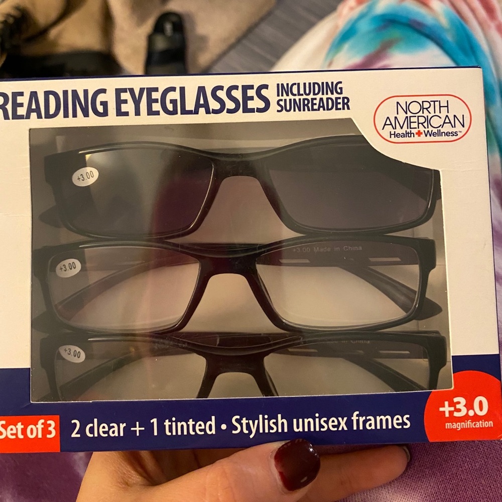 Brand new unopened 3 pair of 3.0 reading glasses
